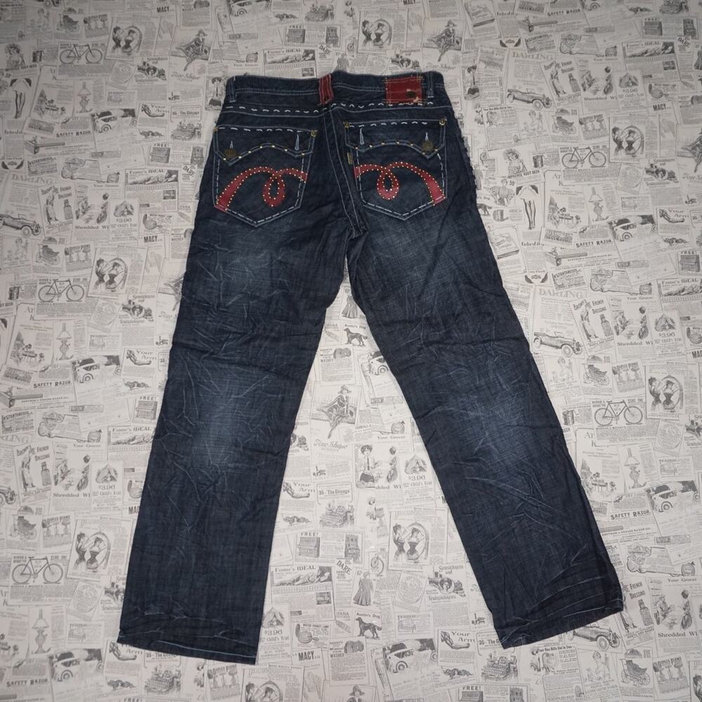 38 - Vintage Y2K Parish Pants evisu style red accents rare